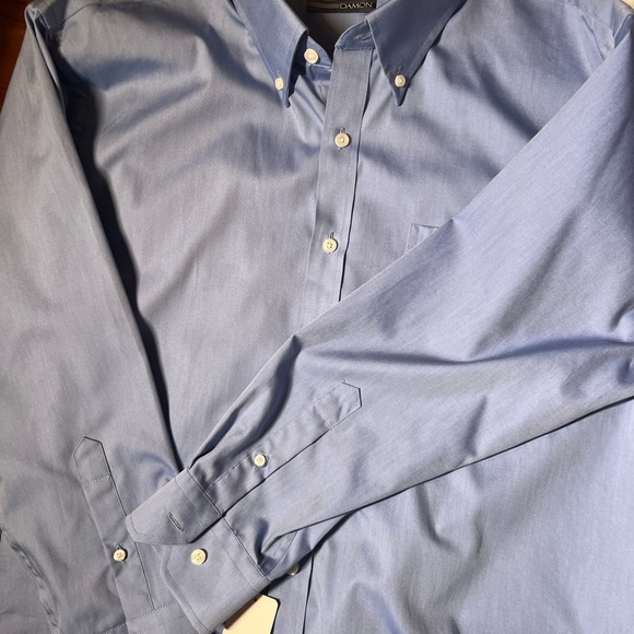 🔥Damon dress shirt steel blue 171/2 32/33 sleeve. Excellent quality NWT.🔥 - Picture 4 of 5